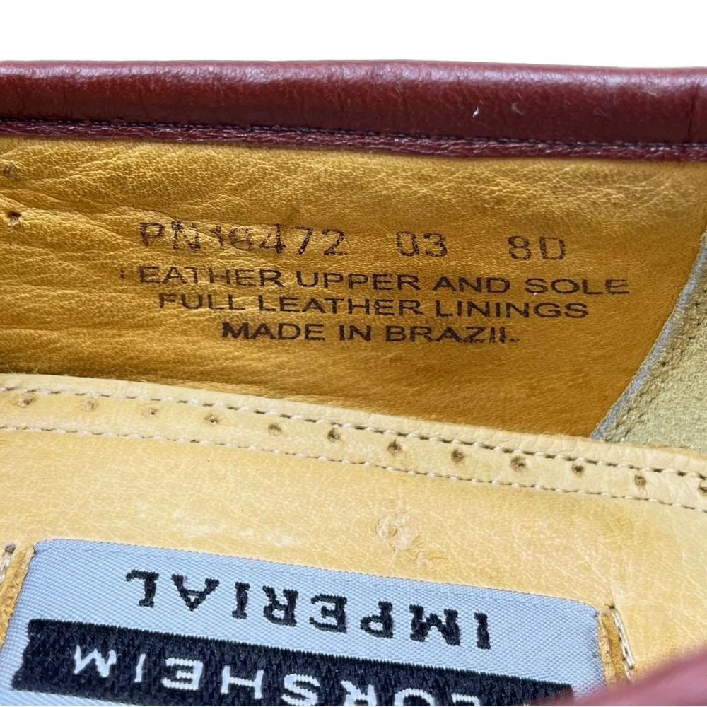 Florsheim Imperial Mens 8D Cognac Full Quill Ostrich Leather‎ Horse Bit Loafer